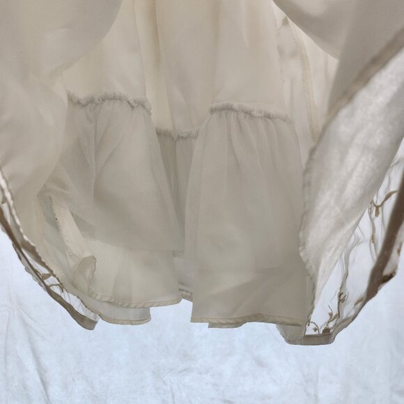 Beige/Cream & Gold Girls Dress with Ribbon - Picture 5 of 8